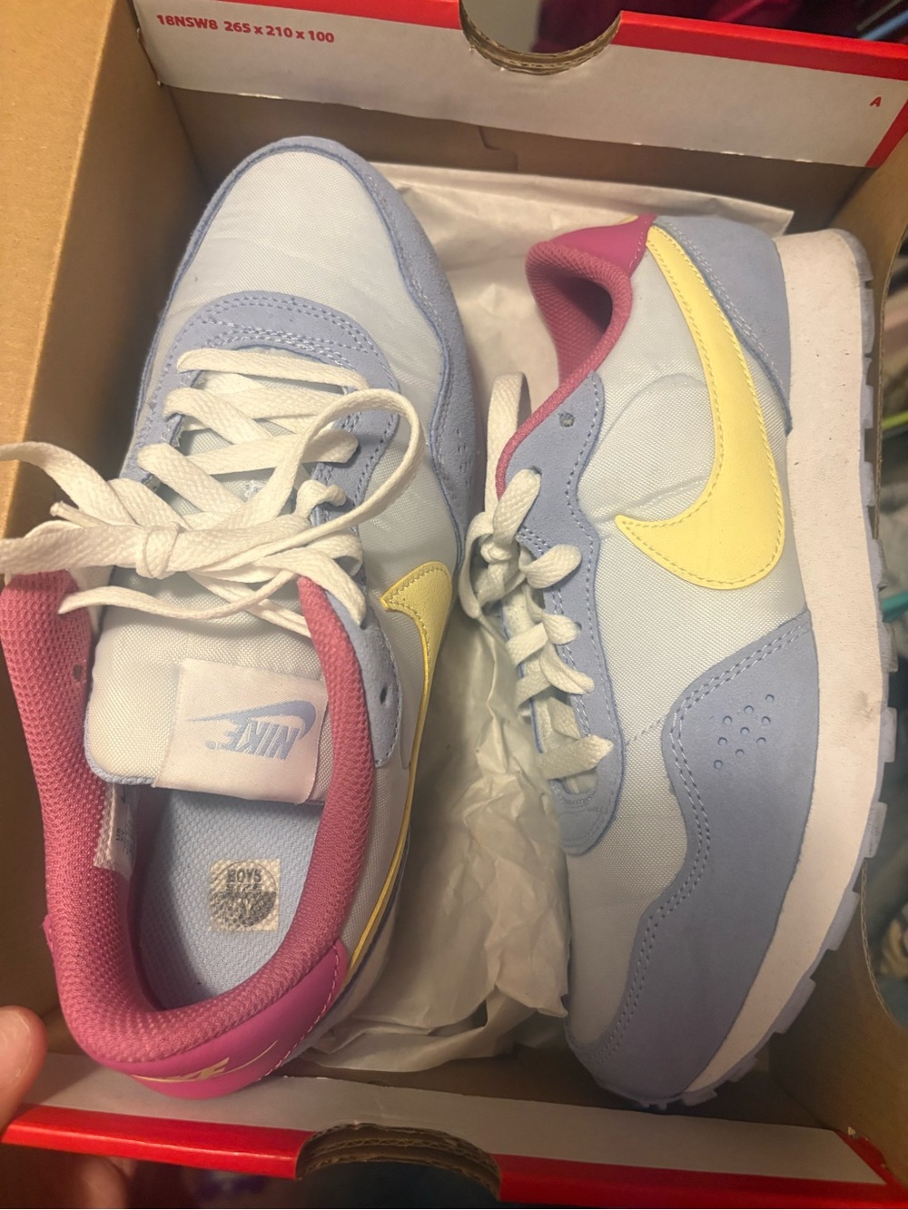 Nike Light Blue, Yellow & Pink Retro Runner Sneakers
